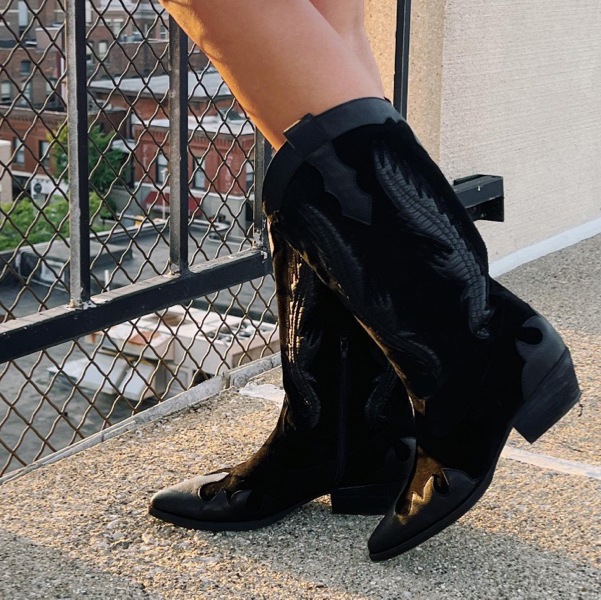 black suede leather Marlena western boot